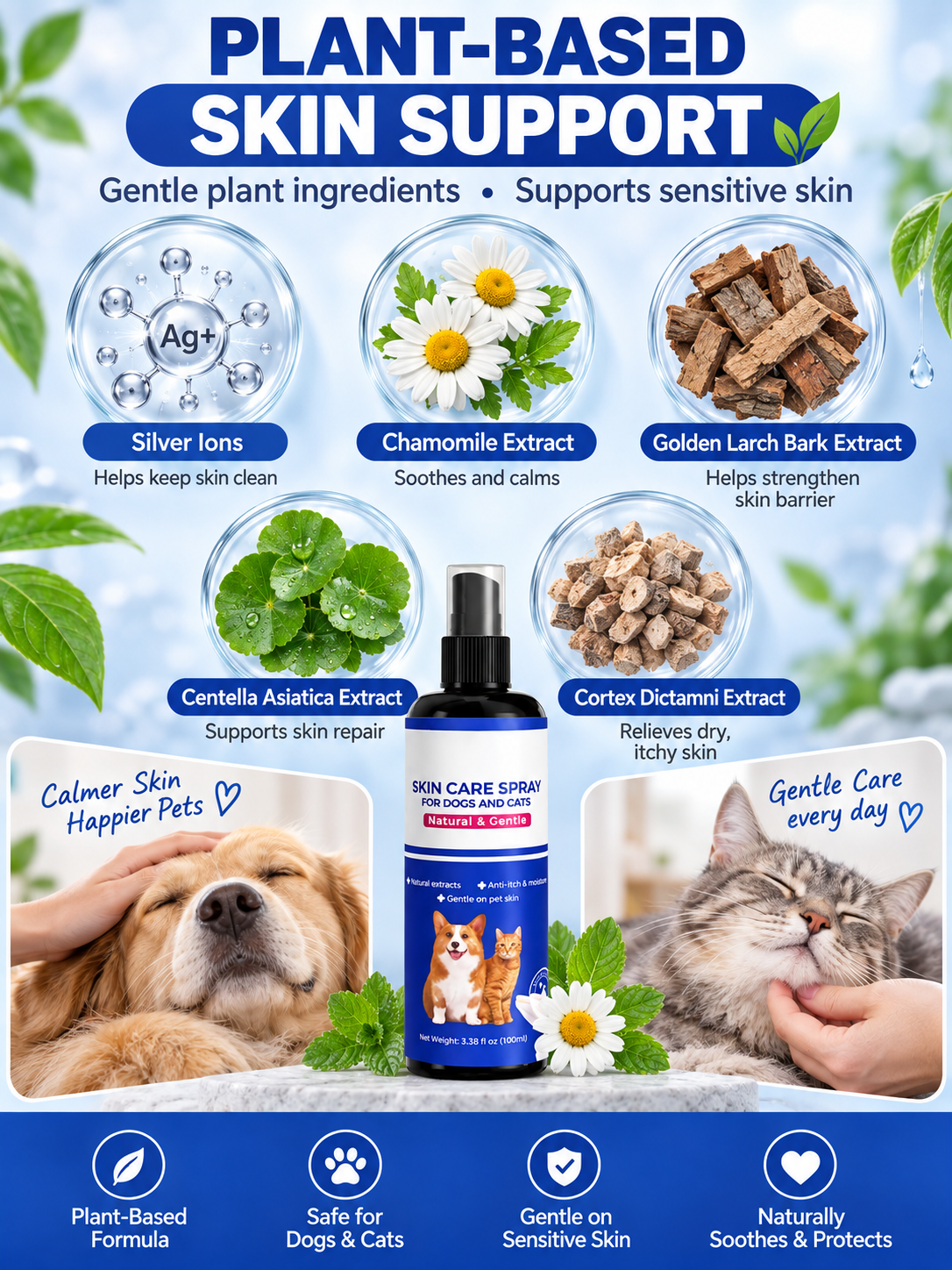 🐾 Pet Care Deal – Gentle Plant-Based Skin Relief Spray 🌿 Soothing Mist for Dogs & Cats with Dry, Itchy Skin ✨