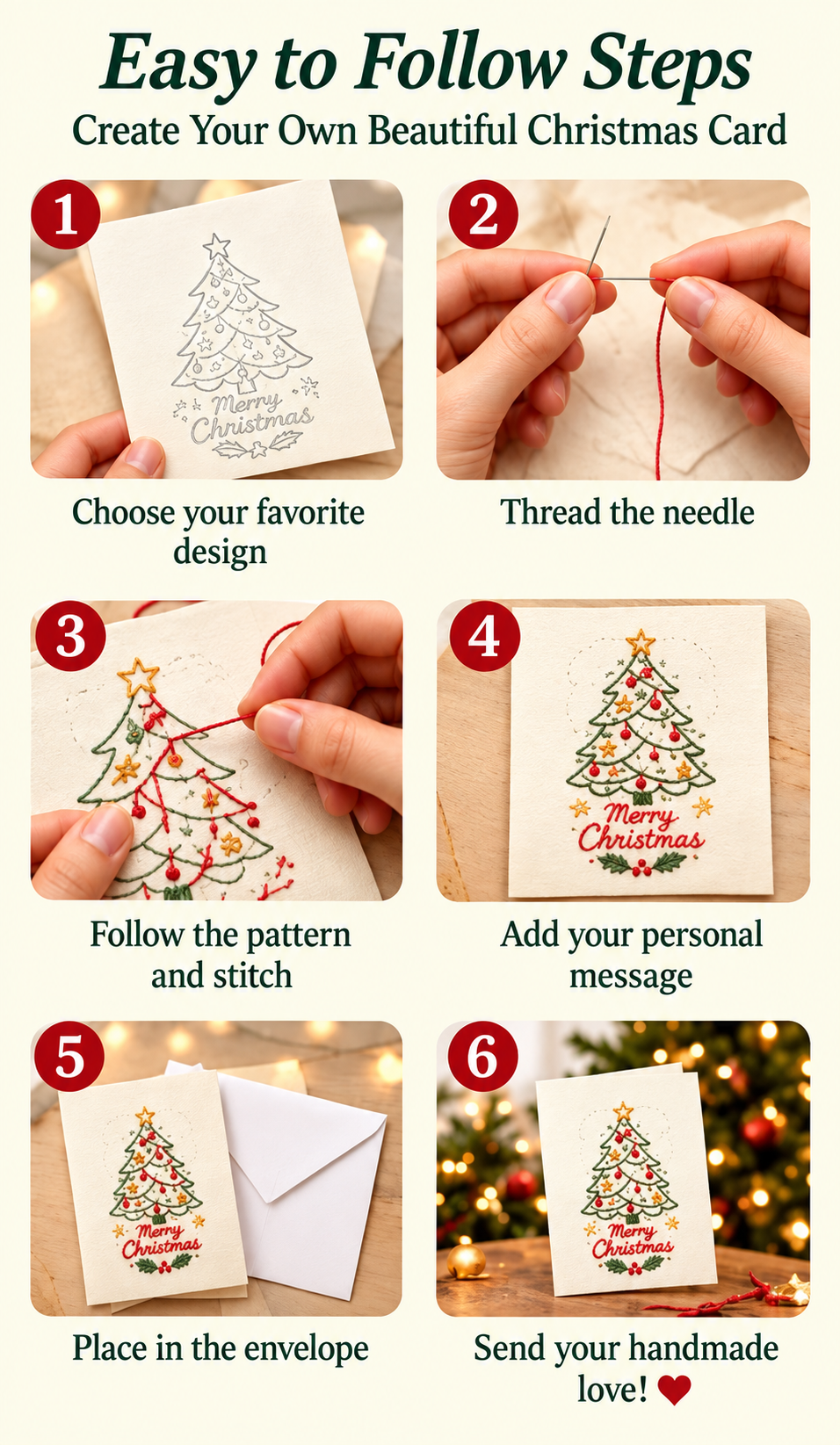 🔥LAST DAY 50% OFF - 🌲 🪡 Christmas Hand Embroidery Card DIY Kit | Stitch Your Way Into the Christmas Spirit ✨ 🎁