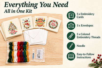 🔥LAST DAY 50% OFF - 🌲 🪡 Christmas Hand Embroidery Card DIY Kit | Stitch Your Way Into the Christmas Spirit ✨ 🎁