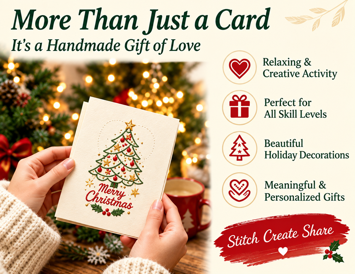 🔥LAST DAY 50% OFF - 🌲 🪡 Christmas Hand Embroidery Card DIY Kit | Stitch Your Way Into the Christmas Spirit ✨ 🎁