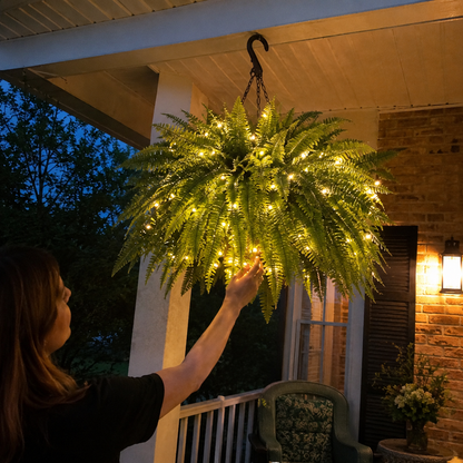 💛Glowing Boston Ferns with Lights – 🌿 Zero Watering, Zero Maintenance