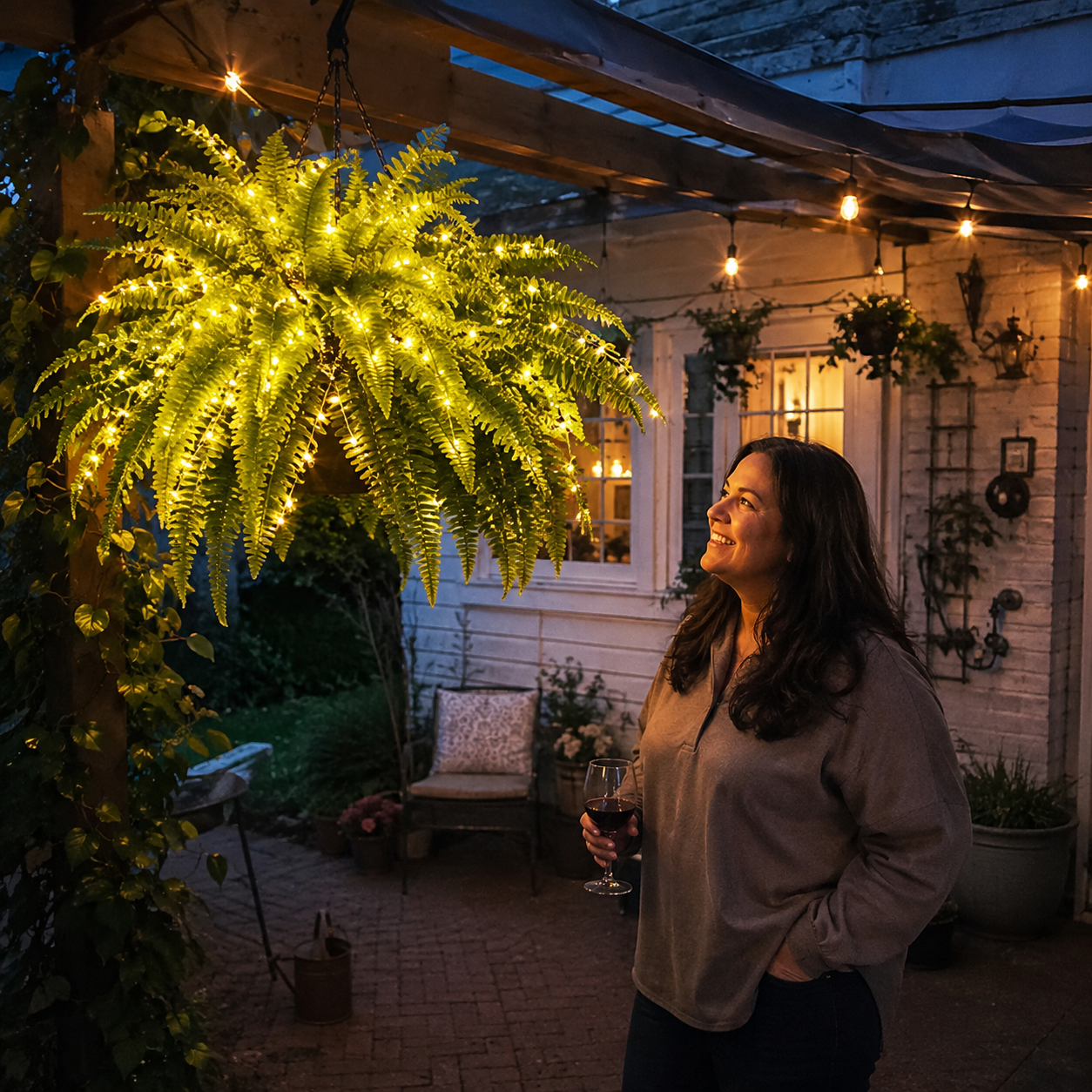 💛Glowing Boston Ferns with Lights – 🌿 Zero Watering, Zero Maintenance