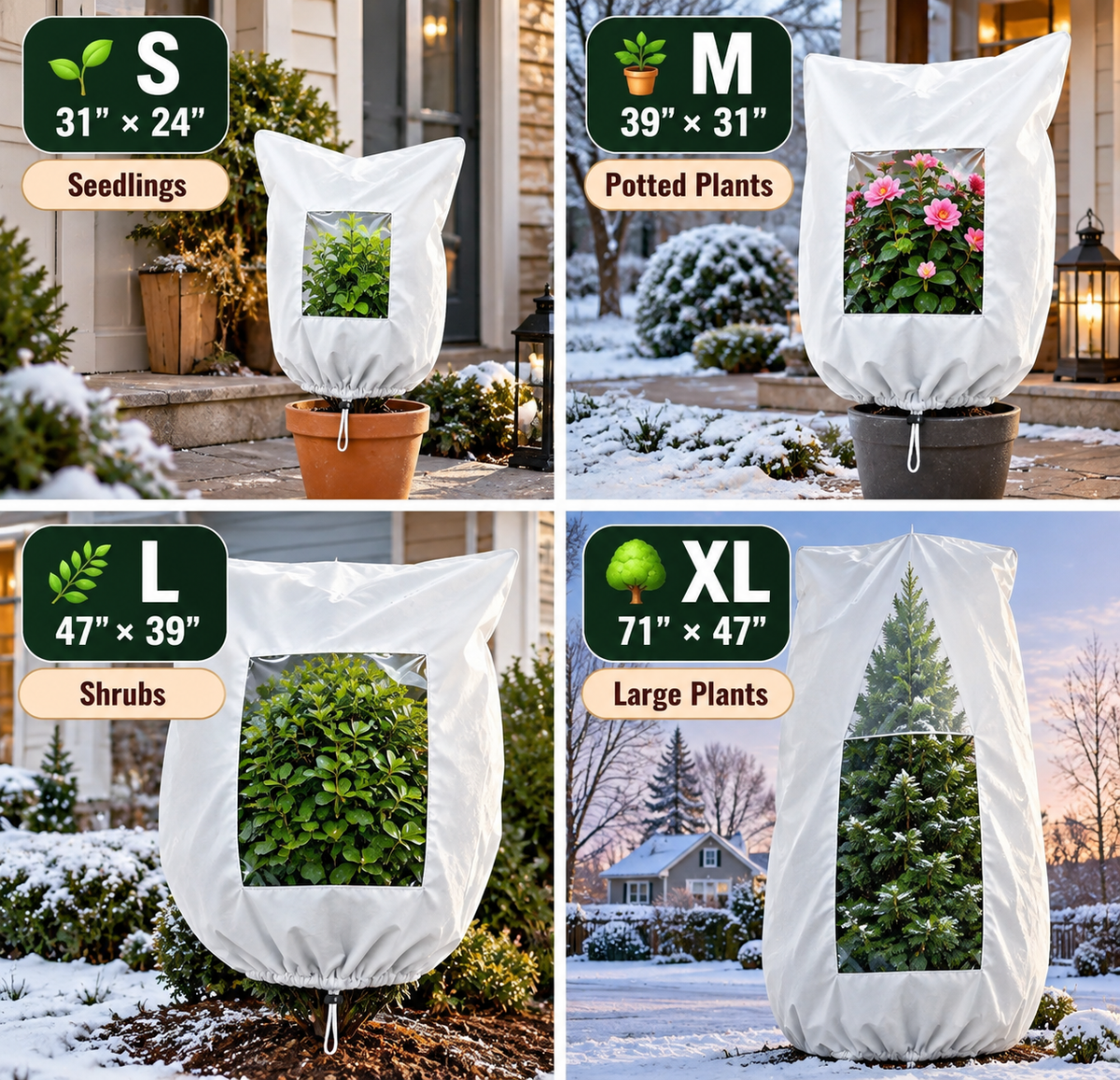 🌿 WINTER GARDEN ESSENTIAL | Plant Frost Protection Cover –Breathable Reusable Cover for Shrubs, Pots & Young Trees