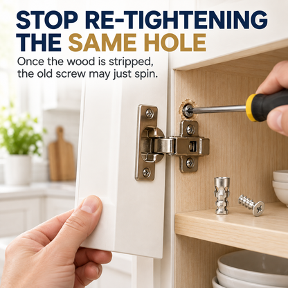 🔩 50% OFF Cabinet Hinge Hole Repair Anchors – Fix Loose Hinges Without Replacing the Door