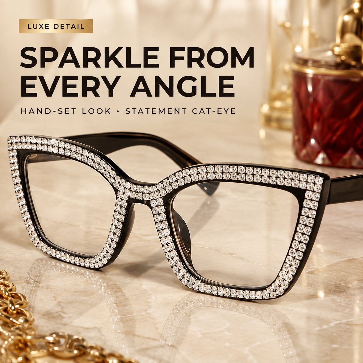 Cat-Eye Reading Glasses with Diamond Accents | Blue Light Blocking