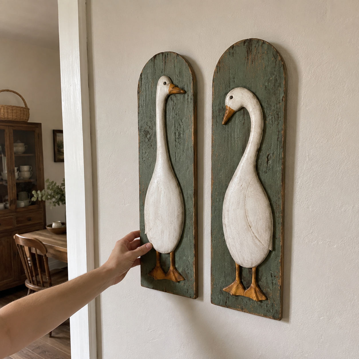 🪿Handcrafted Rustic Goose Wall Art Set Of 2