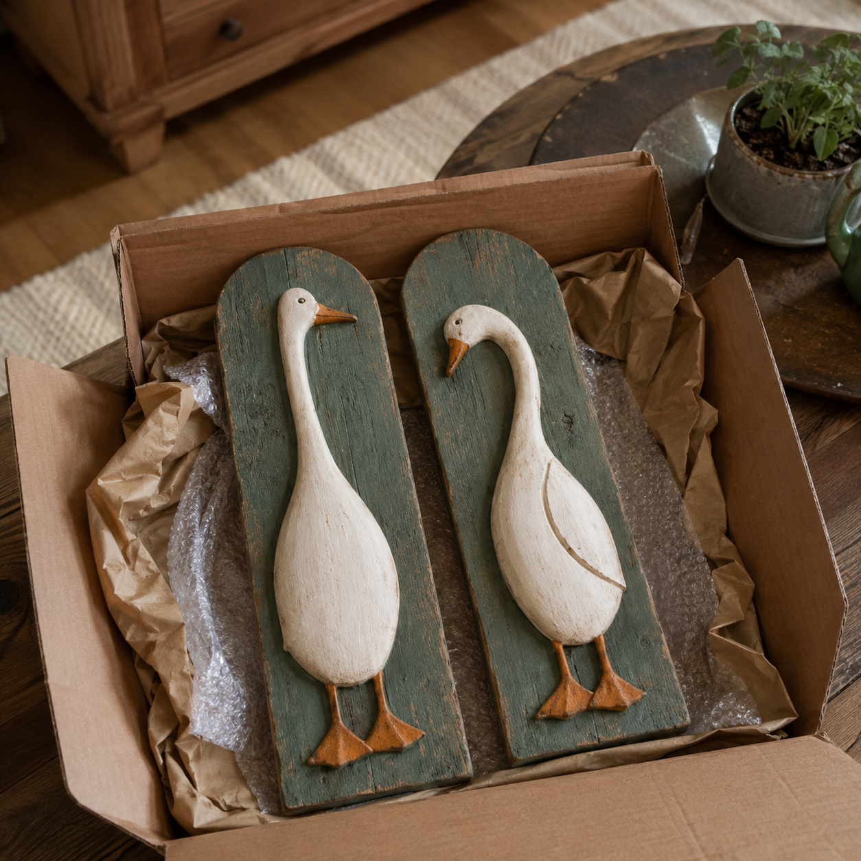 🪿Handcrafted Rustic Goose Wall Art Set Of 2