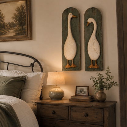 🪿Handcrafted Rustic Goose Wall Art Set Of 2