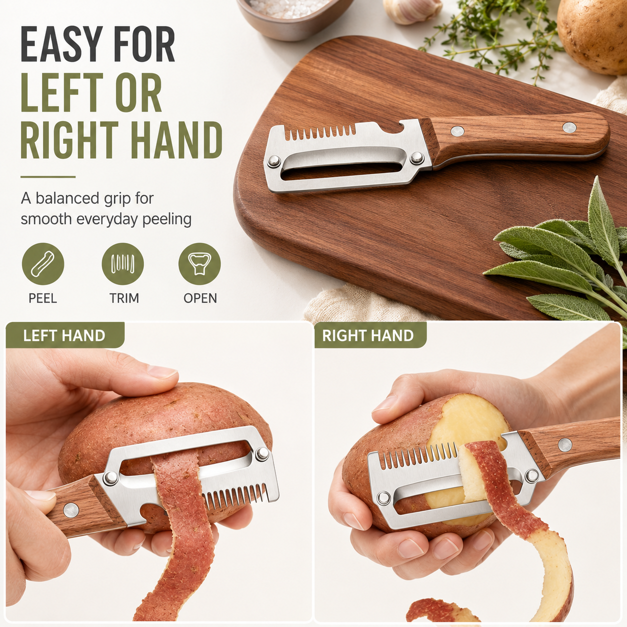 🔪3-in-1 Stainless Steel Vegetable Peeler, Julienne Cutter and Bottle Opener✨