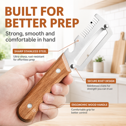 🔪3-in-1 Stainless Steel Vegetable Peeler, Julienne Cutter and Bottle Opener✨