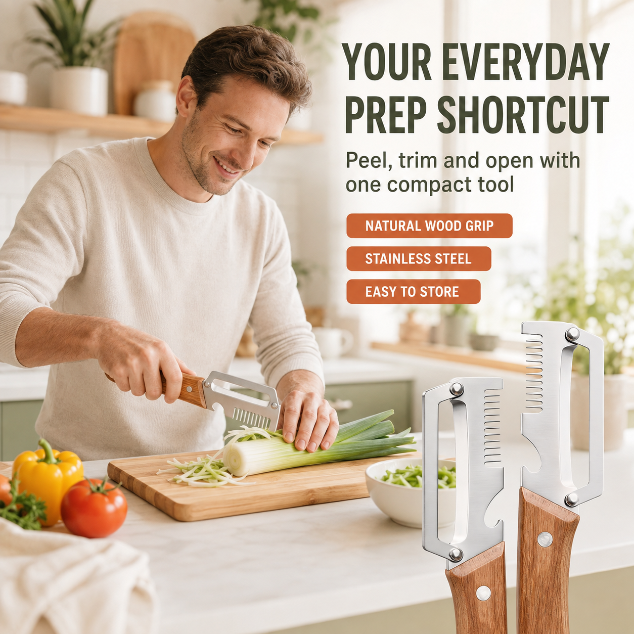 🔪3-in-1 Stainless Steel Vegetable Peeler, Julienne Cutter and Bottle Opener✨