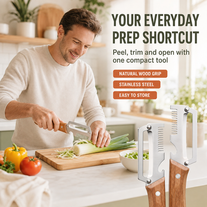 🔪3-in-1 Stainless Steel Vegetable Peeler, Julienne Cutter and Bottle Opener✨
