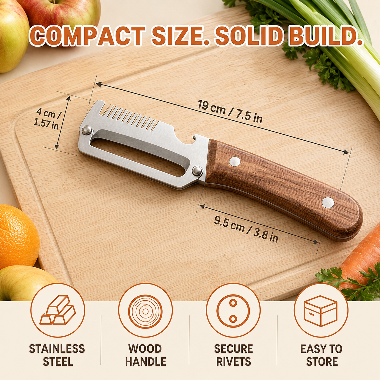🔪3-in-1 Stainless Steel Vegetable Peeler, Julienne Cutter and Bottle Opener✨