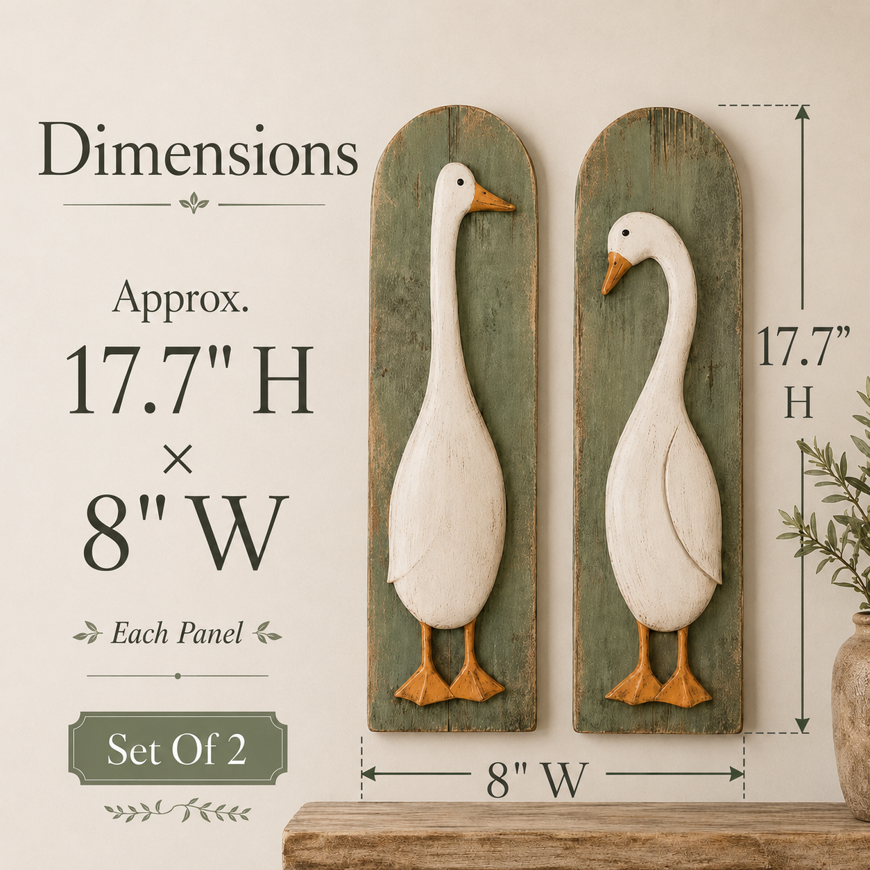 Handcrafted Rustic Goose Wall Art Set Of 2