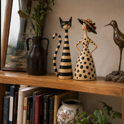 ✨✨Vintage  Cat & Lady Sculptures