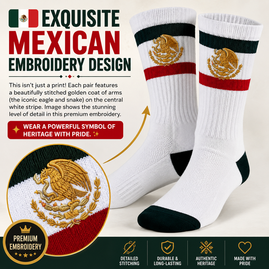🇲🇽 Step Into Culture & Pride! Introducing the Ultimate Mexican Flag Embroidered Socks!