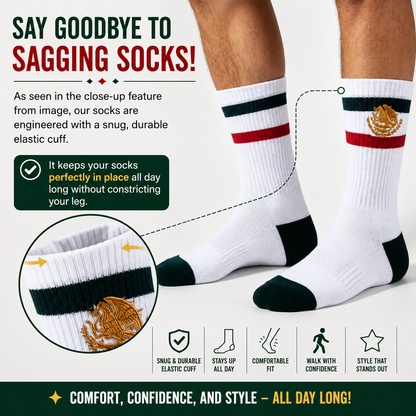🇲🇽 Step Into Culture & Pride! Introducing the Ultimate Mexican Flag Embroidered Socks!