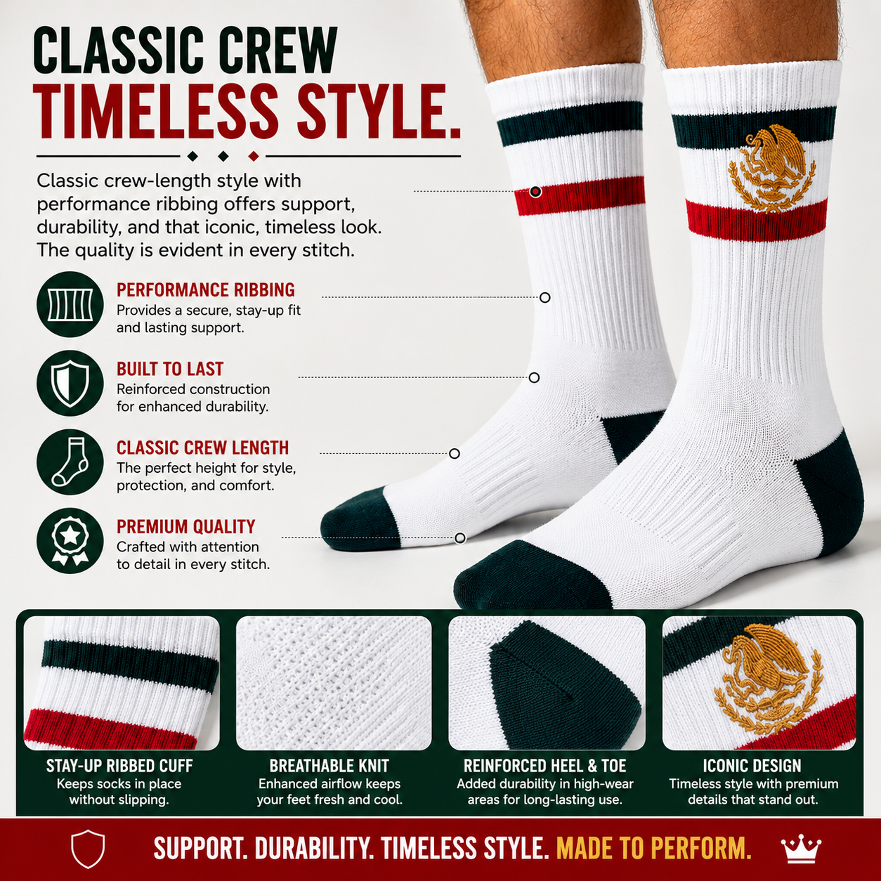 🇲🇽 Step Into Culture & Pride! Introducing the Ultimate Mexican Flag Embroidered Socks!