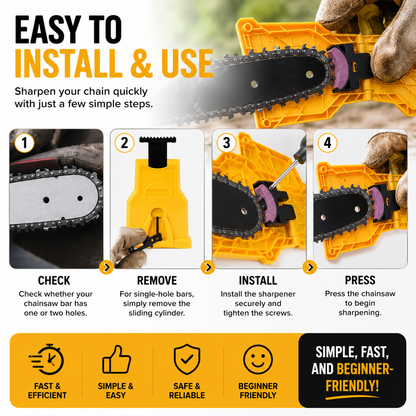🔧🌲 Portable Chainsaw Chain Sharpener | Fast Bar-Mount Sharpening Tool for 14"–20" Chainsaws