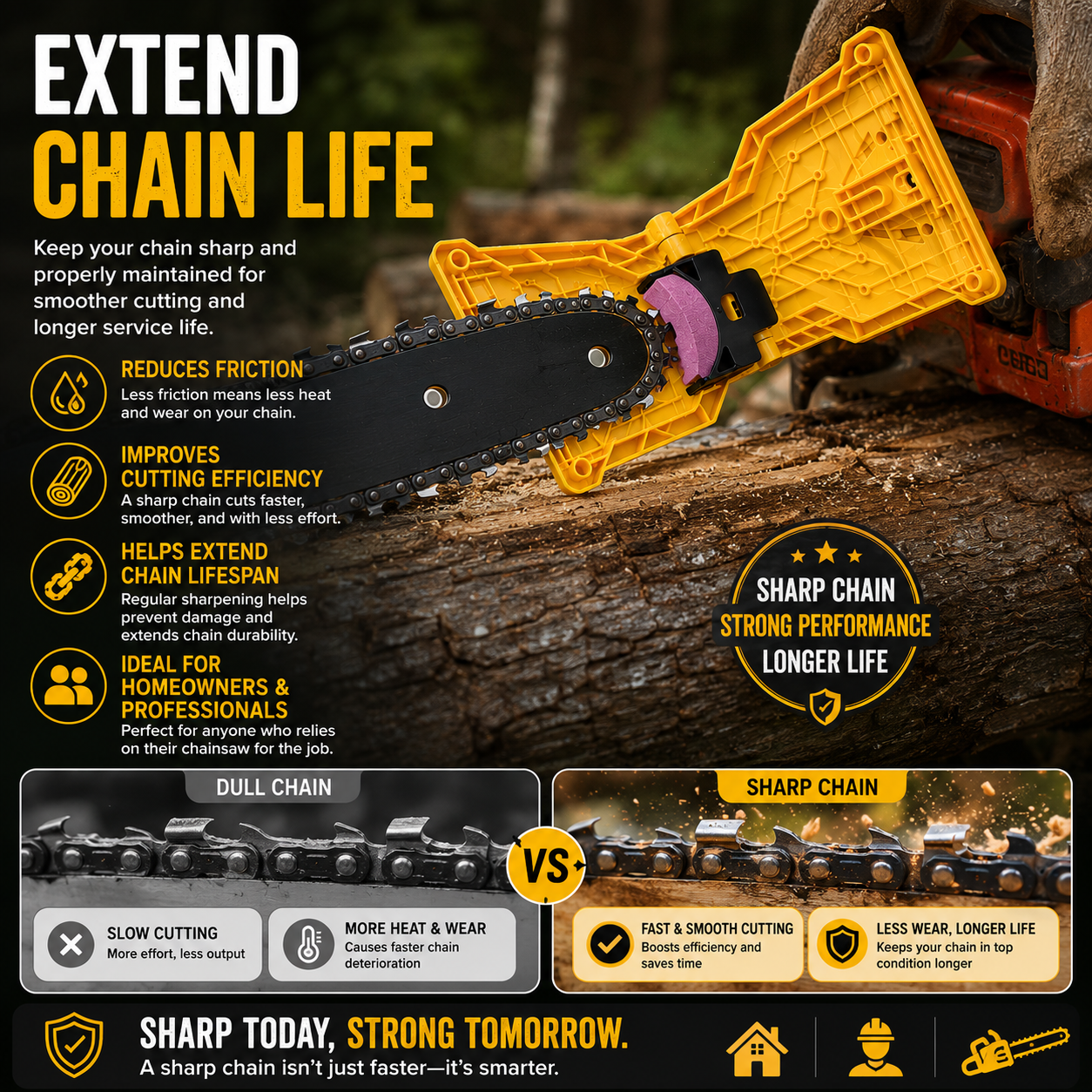 🔧🌲 Portable Chainsaw Chain Sharpener | Fast Bar-Mount Sharpening Tool for 14"–20" Chainsaws
