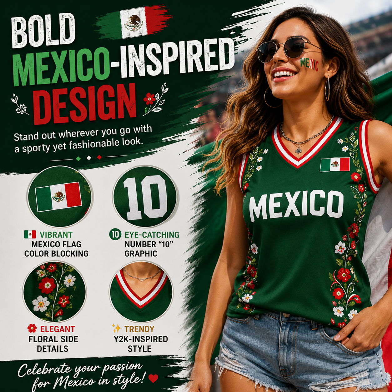 ⚽🔥 Show Your Team Spirit in Style! 🇲🇽☀️Sleeveless V-Neck Soccer Fan Tank | Lightweight Breathable Summer Sports Top 💚🏆