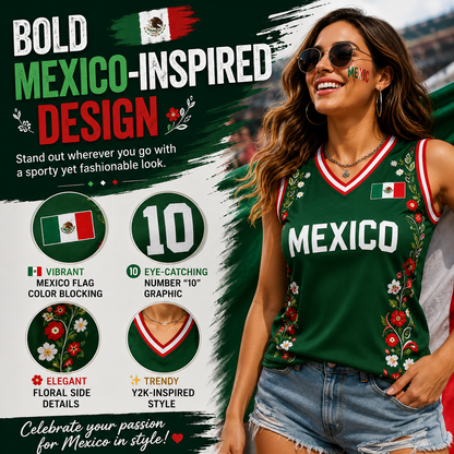 ⚽🔥 Show Your Team Spirit in Style! 🇲🇽☀️Sleeveless V-Neck Soccer Fan Tank | Lightweight Breathable Summer Sports Top 💚🏆