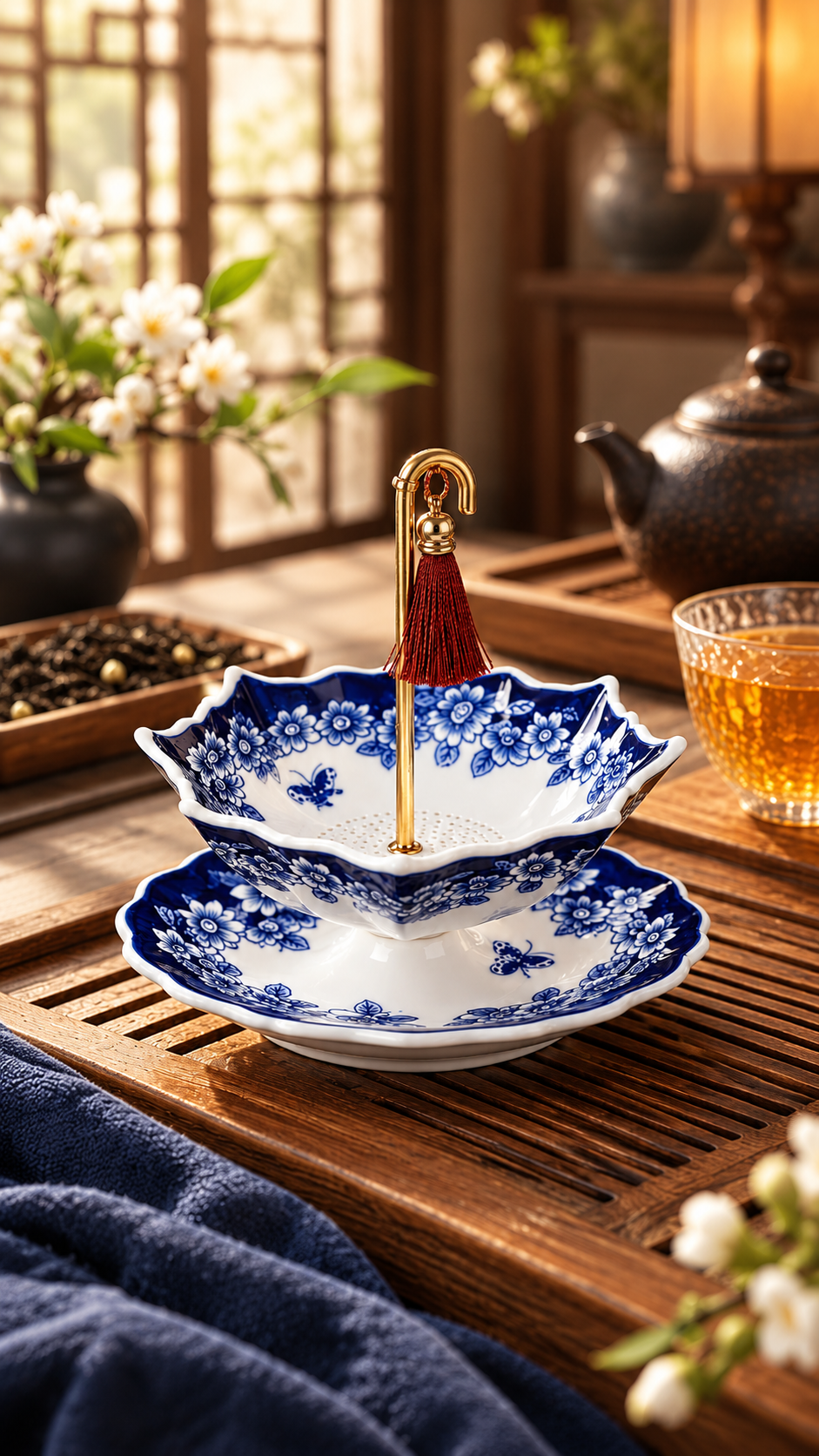 Umbrella Porcelain Ceramic Tea Strainer