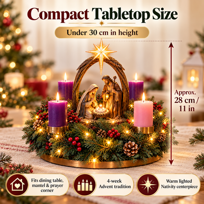 🔥 👼Lighted Nativity Advent Wreath – A Sacred 4-Week Christmas Tradition🕯️