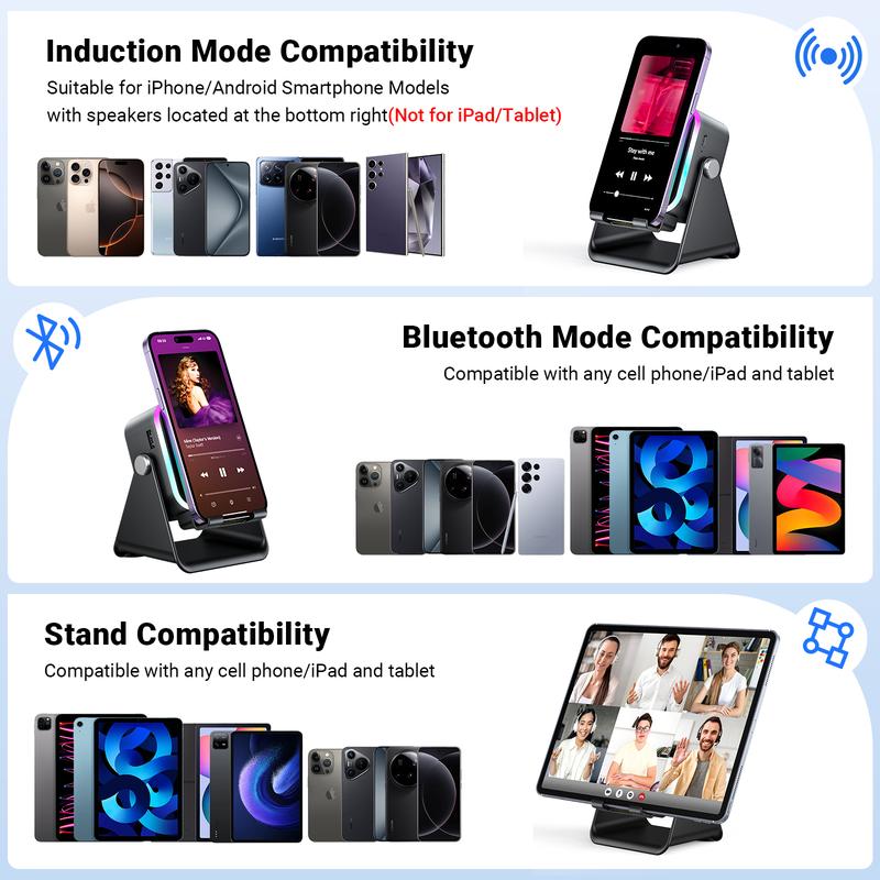 🔥Limited 50% discount!🔥 5-in-1 wireless Bluetooth speaker with induction function and adjustable cell phone holder