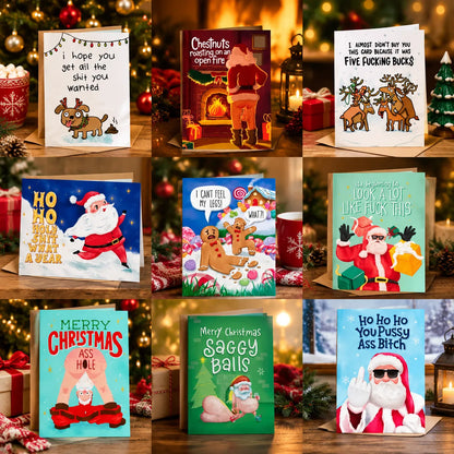 🎄🎅Greetings Funny Inappropriate Christmas Card 9-Piece Set