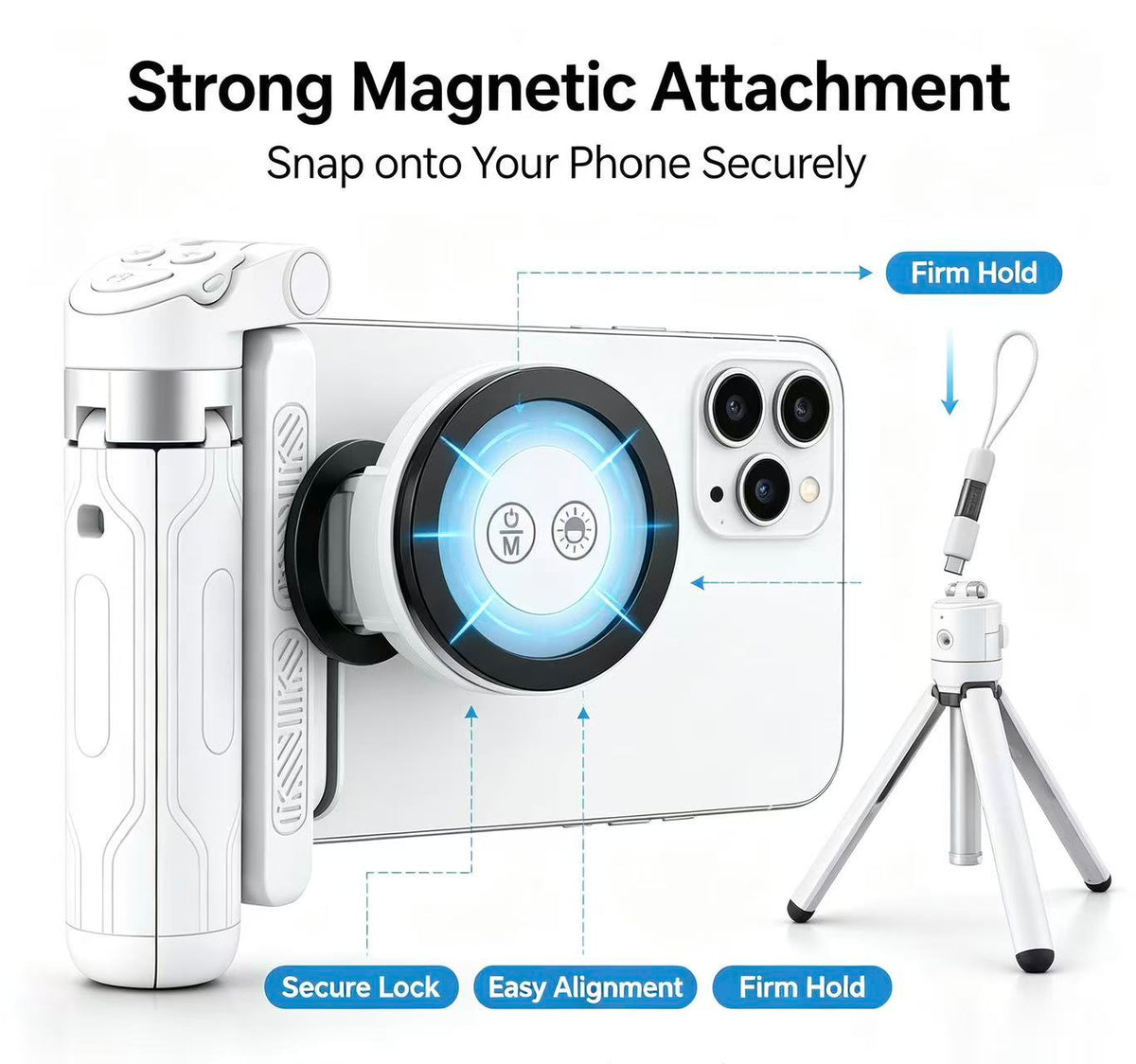 📸LAST DAY 32% OFF-Zoomable Magnetic Palm Grip | Selfie Stick & Tripod