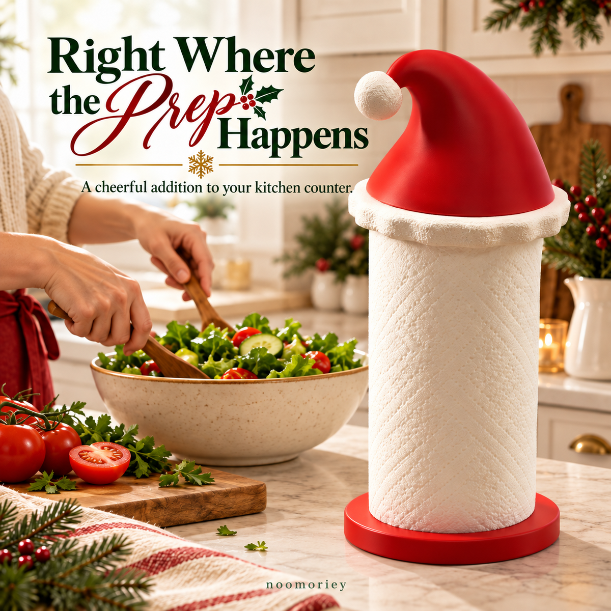 50% OFF🎅🎄 Santa Hat Paper Towel Holder – Festive Christmas Kitchen Decor ！！！🎁