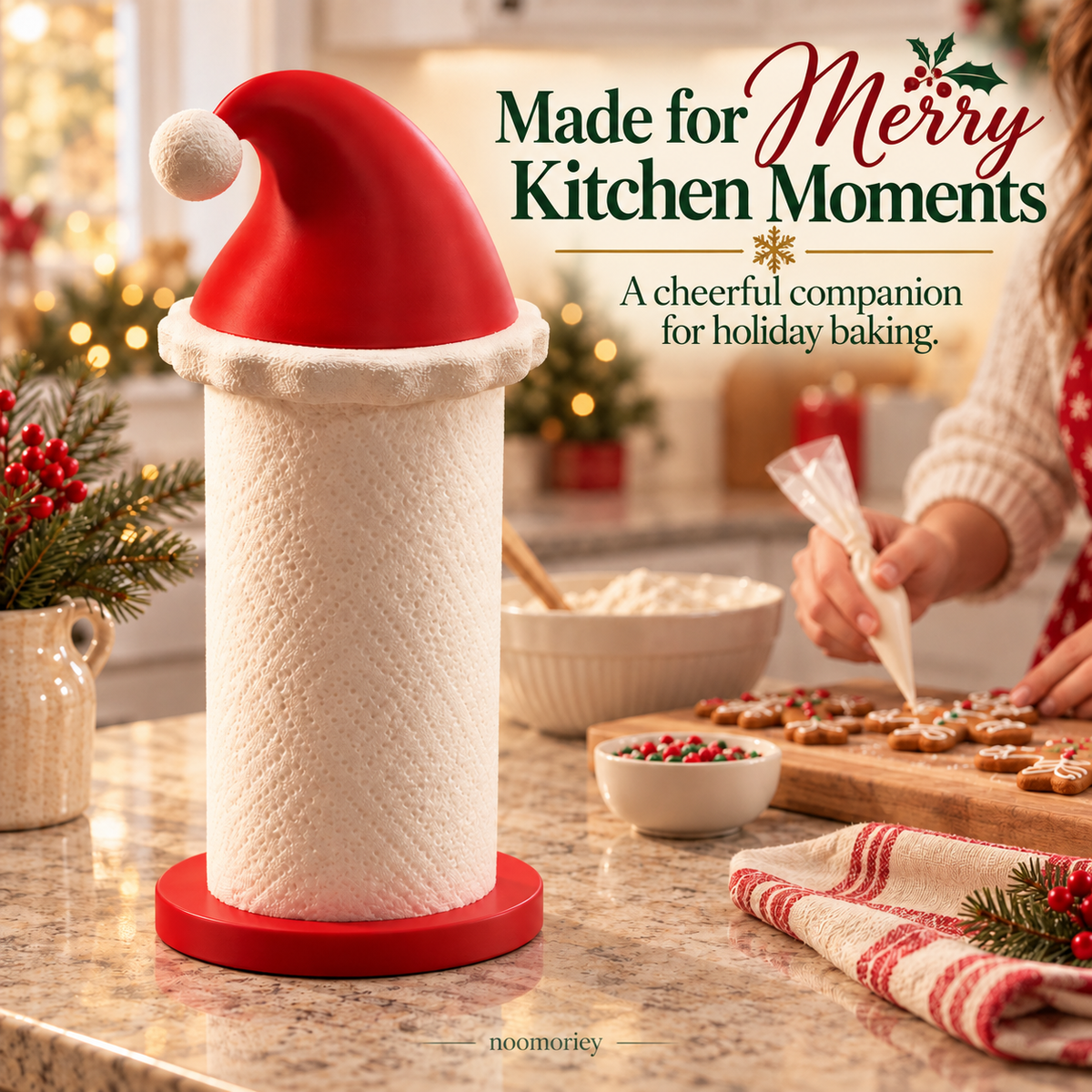 50% OFF🎅🎄 Santa Hat Paper Towel Holder – Festive Christmas Kitchen Decor ！！！🎁