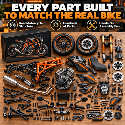 🏍️ Motorcycle Model Kit – 1:6 Scale DIY Assembly & Fuel-Powered Engine