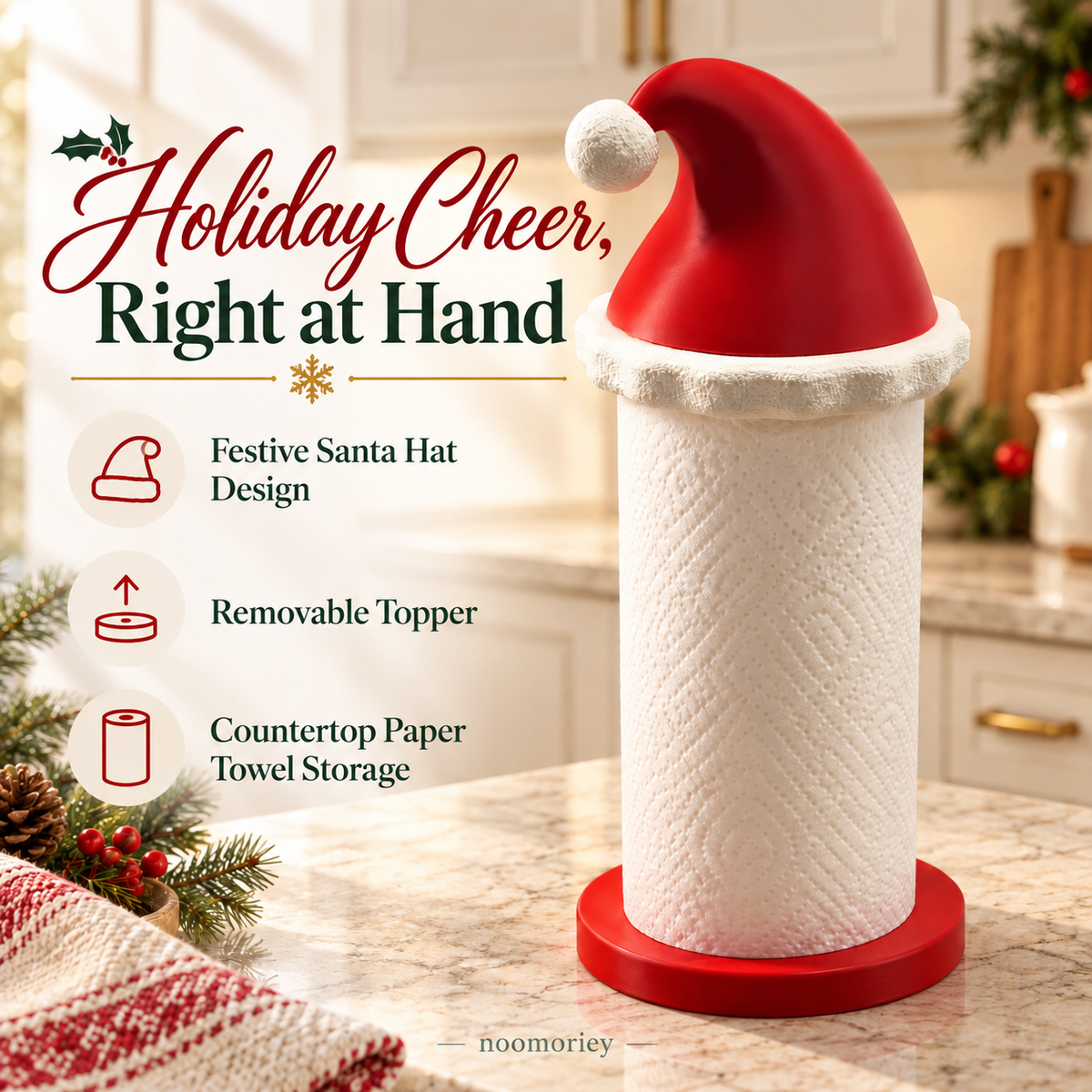 50% OFF🎅🎄 Santa Hat Paper Towel Holder – Festive Christmas Kitchen Decor ！！！🎁