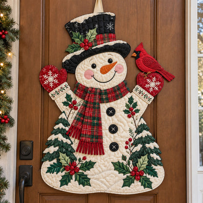 Christmas Snowman Custom Shape Quilted Door Hanger
