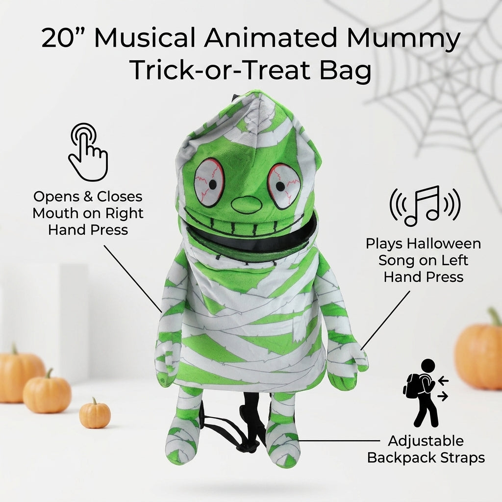 Musical Animated Mummy Children's Halloween Trick or Treat Bag