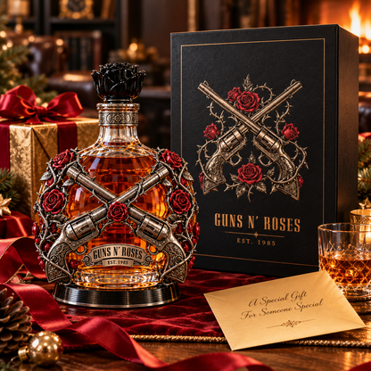 🌹 Roses & Rebellion Whiskey Decanter — For the Music That Never Gets Old