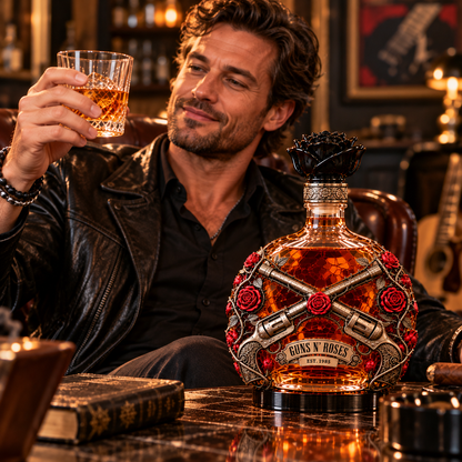 🌹 Roses & Rebellion Whiskey Decanter — For the Music That Never Gets Old