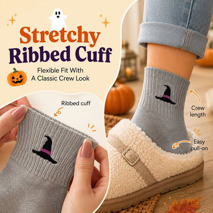 Halloween Embroidered Crew Socks
