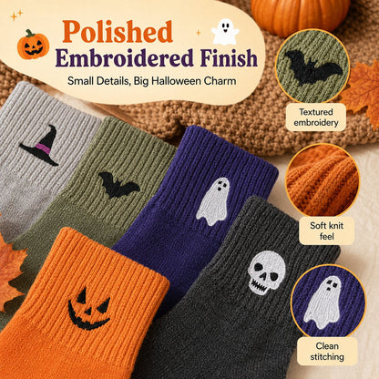Halloween Embroidered Crew Socks