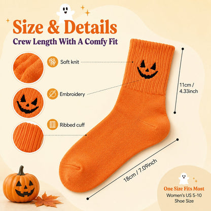 Halloween Embroidered Crew Socks