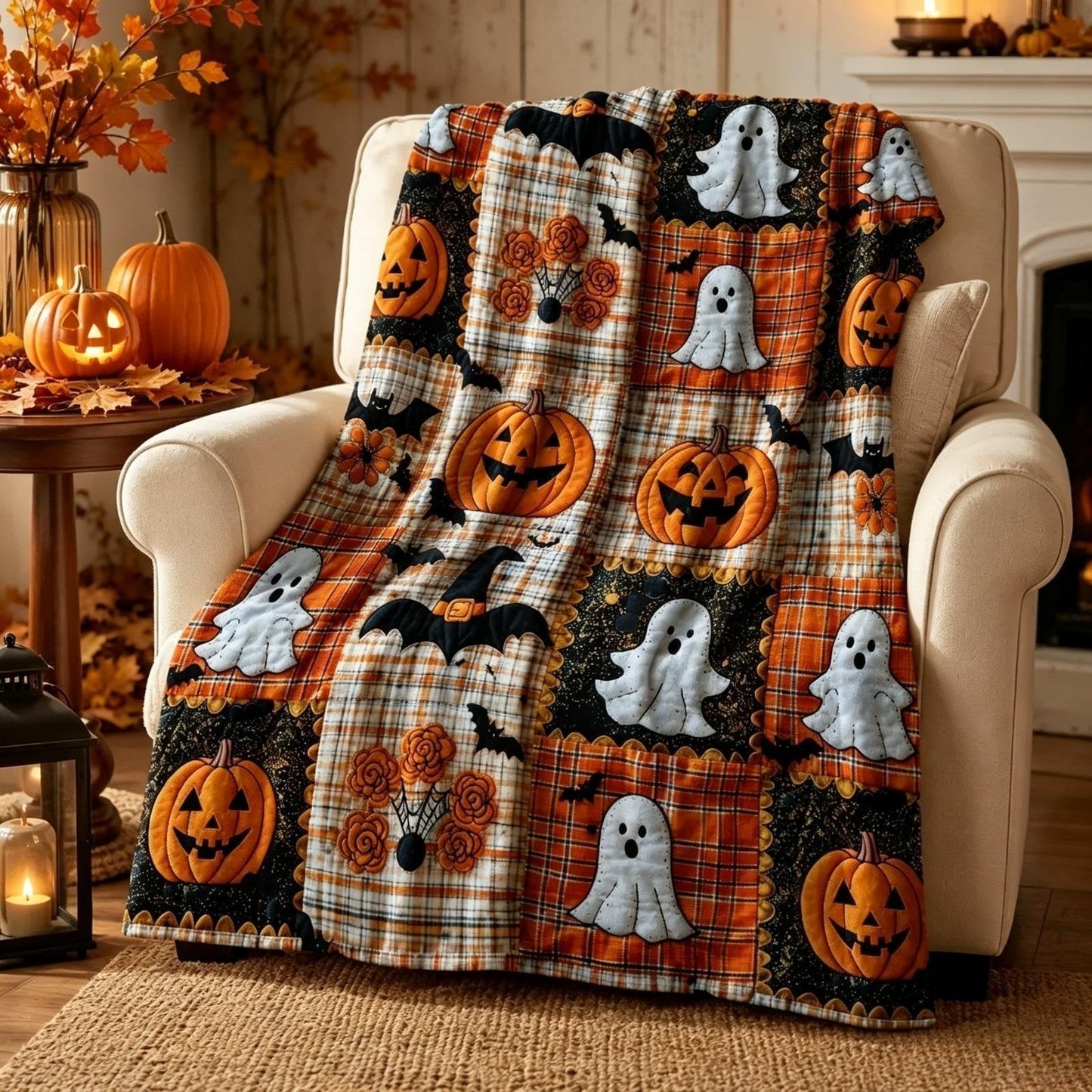 🎃 Halloween Pumpkin & Bat Flannel Blanket – Soft Cozy Throw for Sofa & Bed ✨🦇