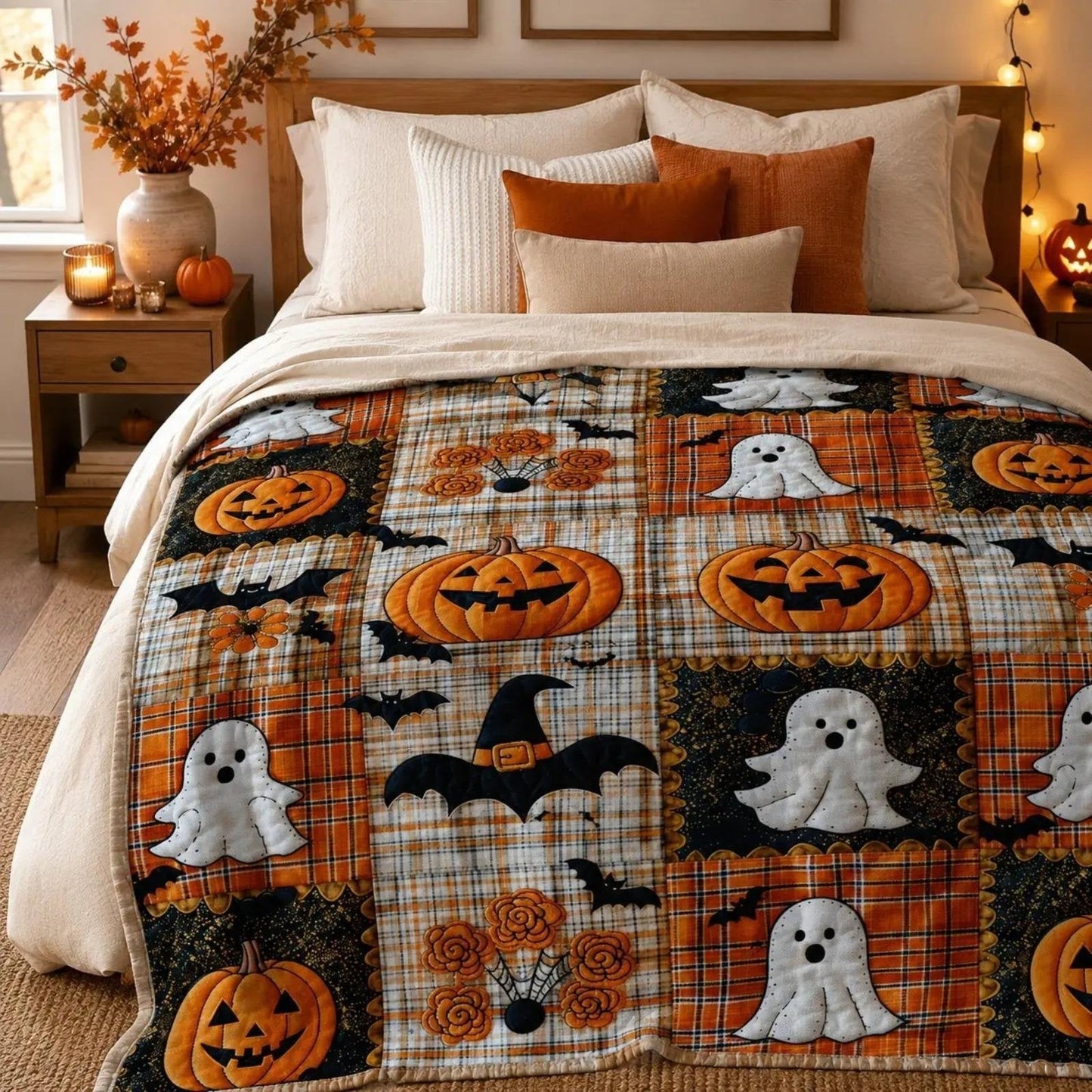 🎃 Halloween Pumpkin & Bat Flannel Blanket – Soft Cozy Throw for Sofa & Bed ✨🦇