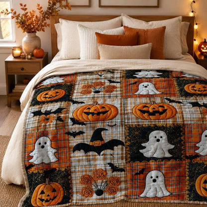 🎃 Halloween Pumpkin & Bat Flannel Blanket – Soft Cozy Throw for Sofa & Bed ✨🦇