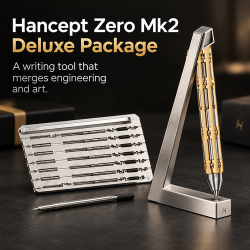 ✒️ Hancept Zero MK2 Mechanical Pen – Precision Metal Writing Tool with Stand & 3 Refills 🎁