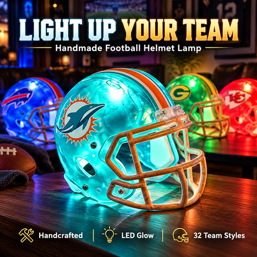 🏈 Handmade Football Helmet Lamp – LED Team Fan Cave Light with 32 Team Styles