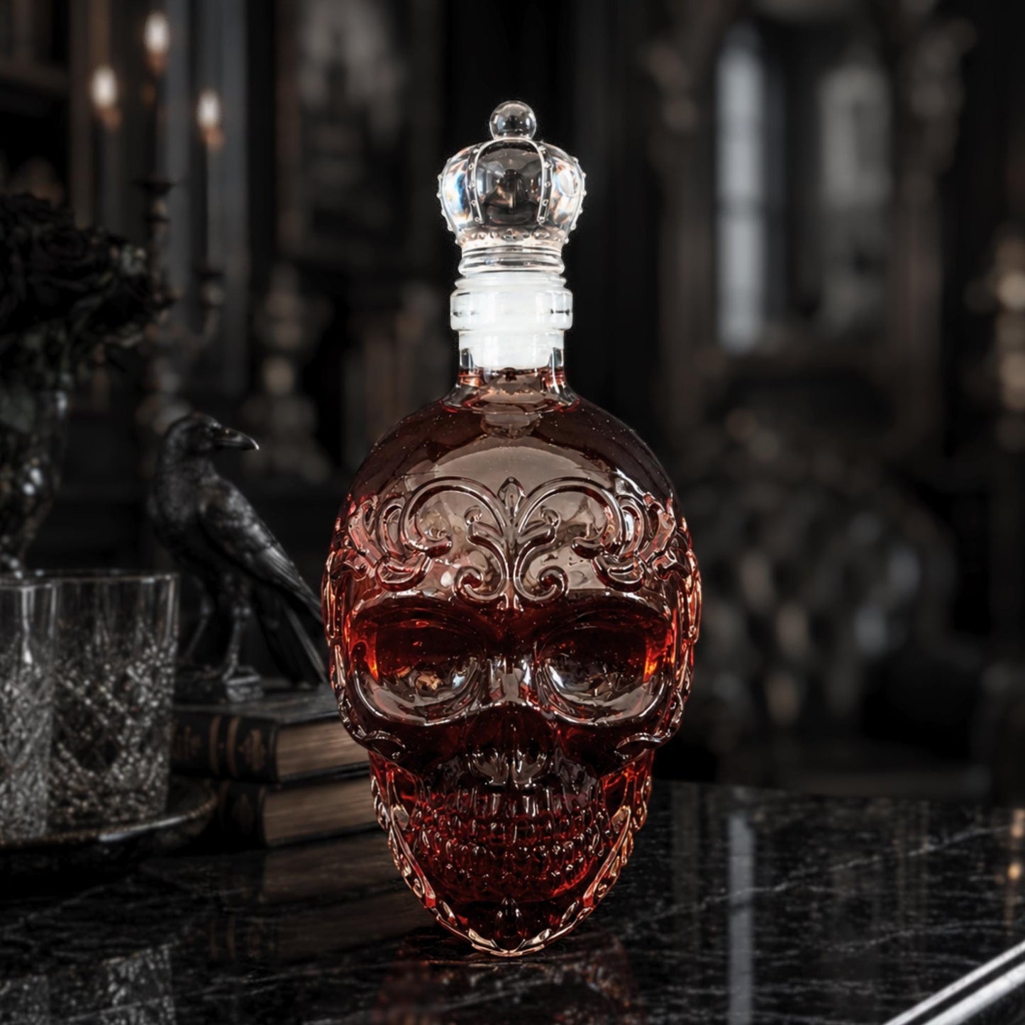The Sovereign Skull Decanter – Gothic Baroque Crown Whiskey Bottle for Bourbon & Spirits 👑💀