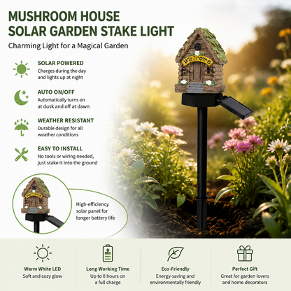 ✨Last Day: 49% OFF🔥Solar Fairy-Tale Mushroom Cottage Garden Light – Whimsical Warm Glow for Paths, Patios & Flower Beds 🍄🌙