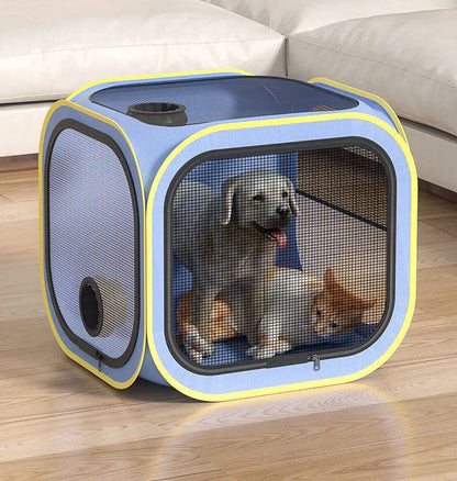 Foldable Dual-Vent Pet Dryer Box, Scratch Resistant Pet Drying Cage, Portable Pet Blow Dryer Tent for Home Bath Grooming SPA for Cats and Dogs